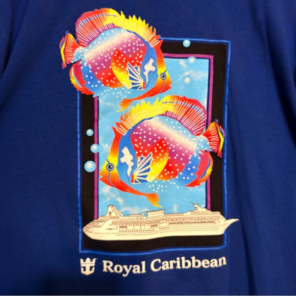 100% Cotton RARE VINTAGE Royal Caribbean Tropical Fish Graphic Cruise Tee (XXL) - Picture 2 of 6